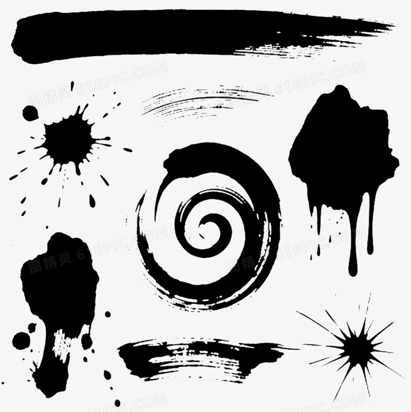 黑色水墨笔触效果元素