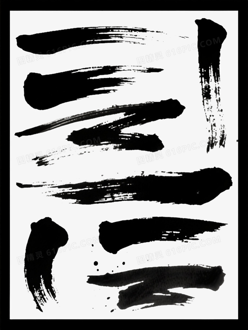 黑色水墨笔触效果元素