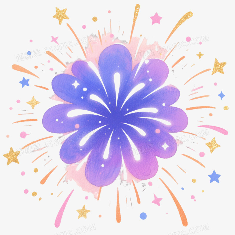 水彩烟花爆炸效果元素