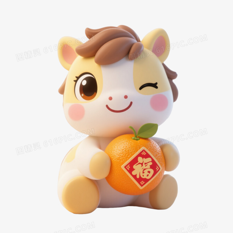 浅黄白小马卡通手绘元素