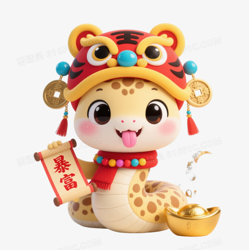 米黄小蛇Q版卡通手绘元素