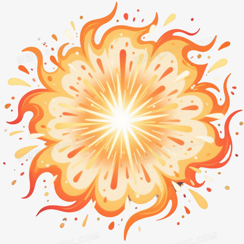 金橙烟花爆炸效果元素