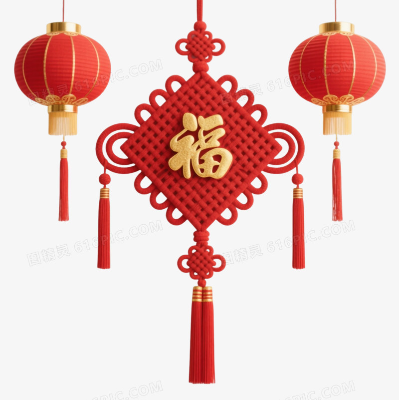 红金福字中国结节日元素