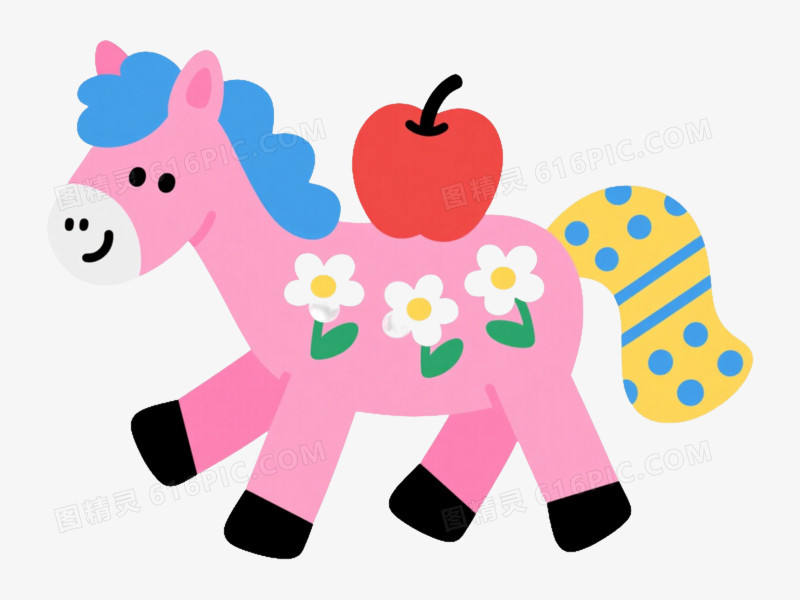 粉色小马卡通手绘元素