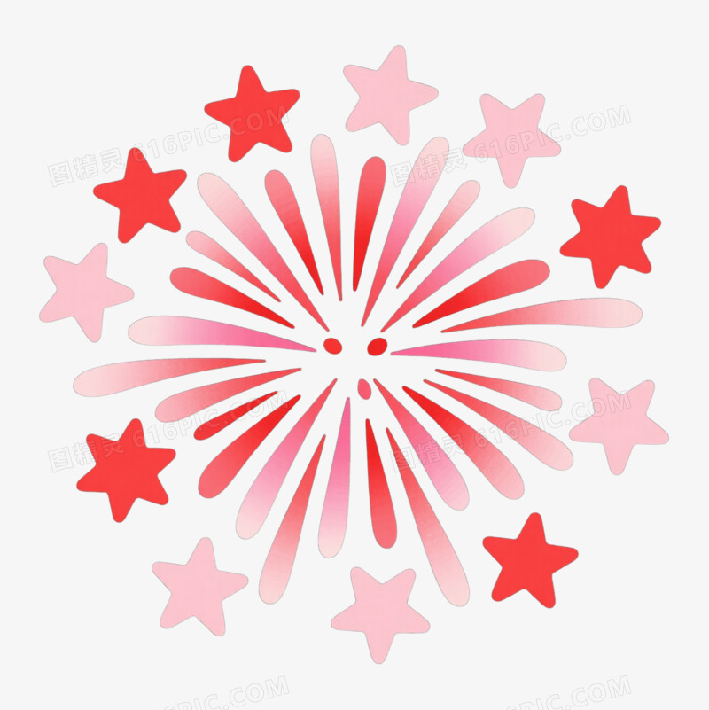 红粉渐变烟花爆炸效果元素
