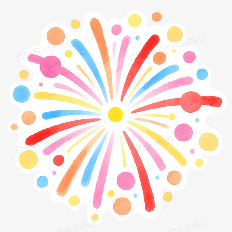 彩色水彩烟花爆炸效果元素
