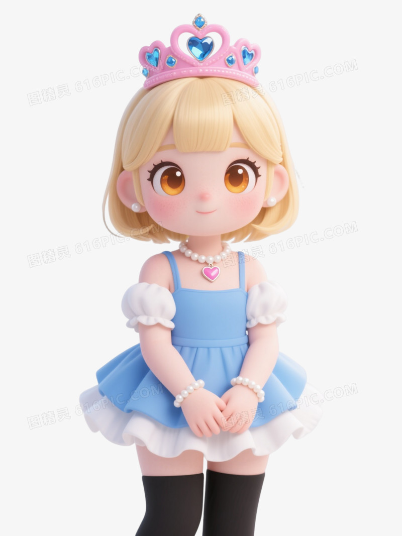 金发少女Q版卡通手绘元素