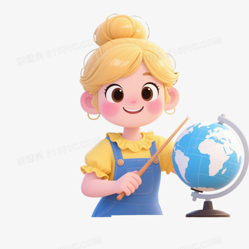 Q版女教师卡通手绘元素