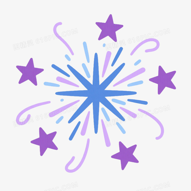 蓝紫放射烟花效果元素