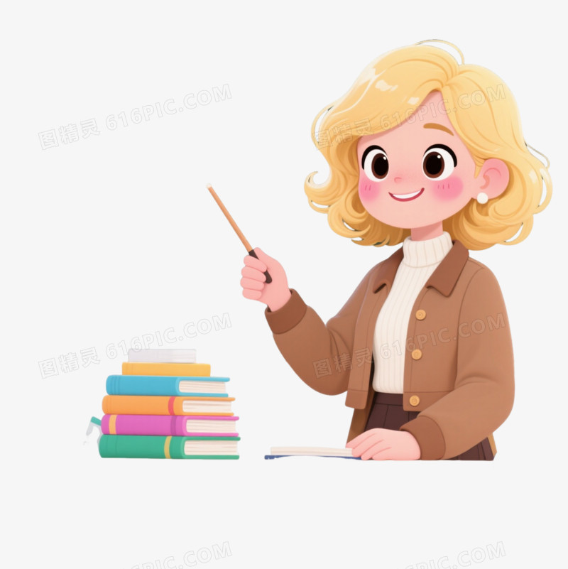 金发女教师Q版插画元素