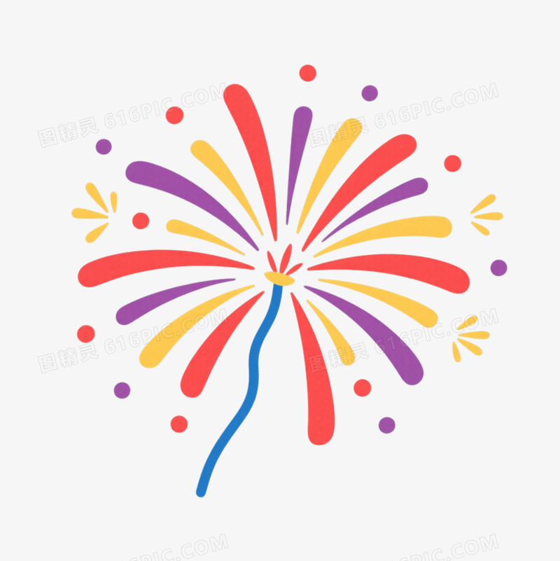 红紫黄烟花爆炸效果元素