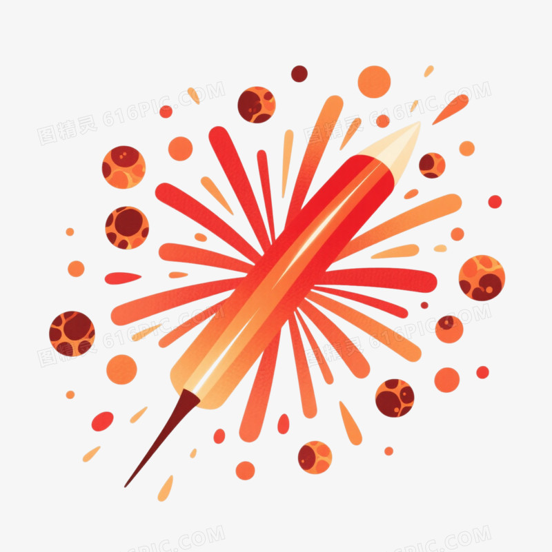 红橙渐变烟花爆炸效果元素