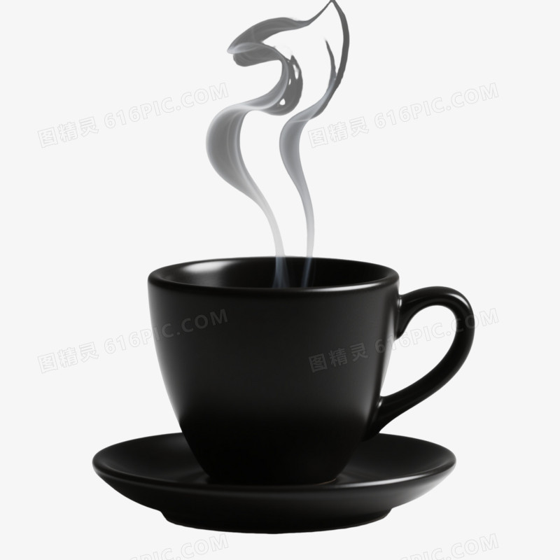 黑色简约咖啡杯产品实物元素