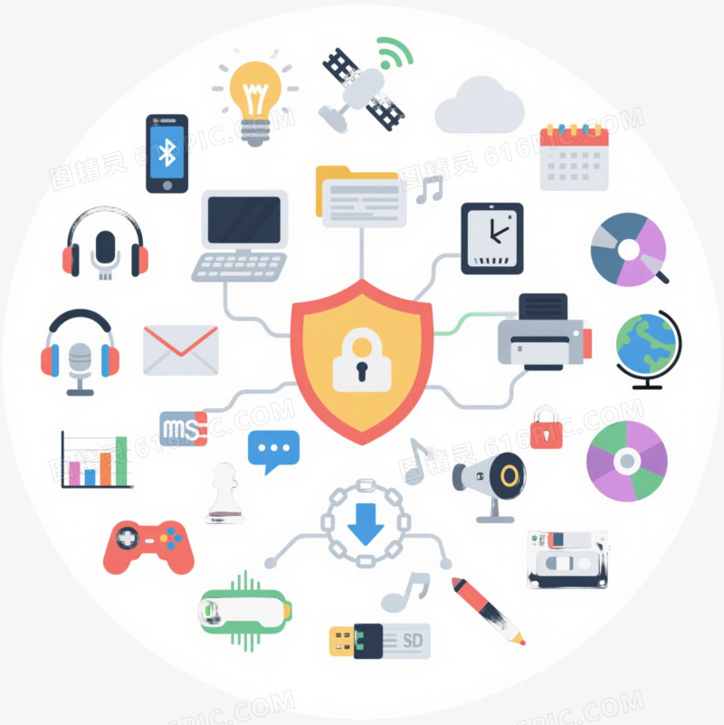 彩色扁平科技图标元素