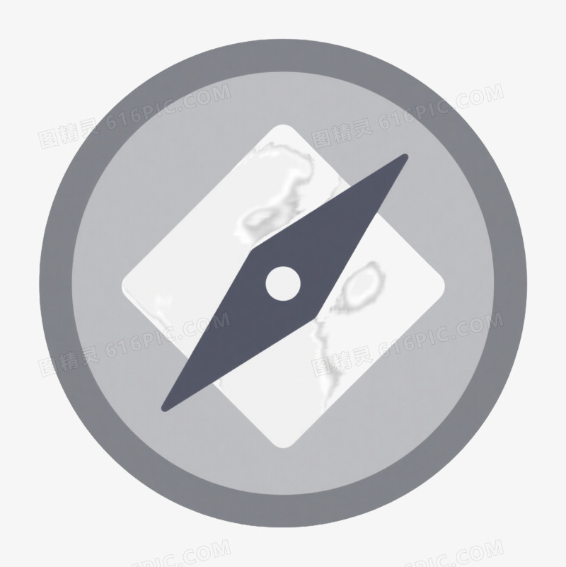 灰色圆形边框指南针图标元素