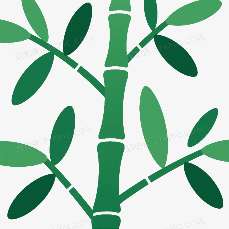 深浅绿竹子扁平化插画元素
