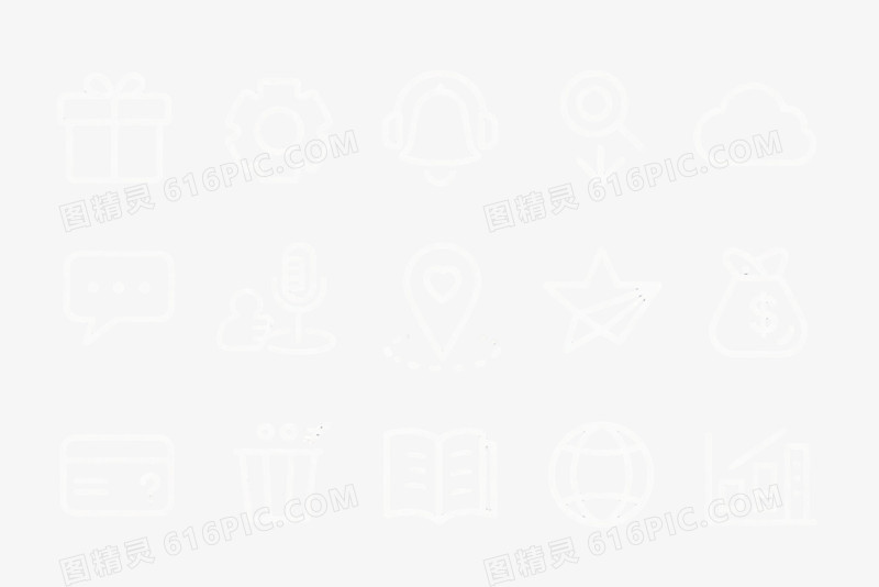 白色线性图标集合图标元素
