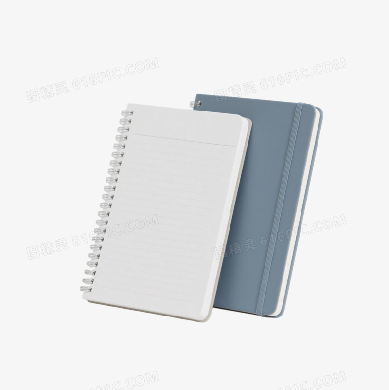 白灰蓝笔记本产品实物元素