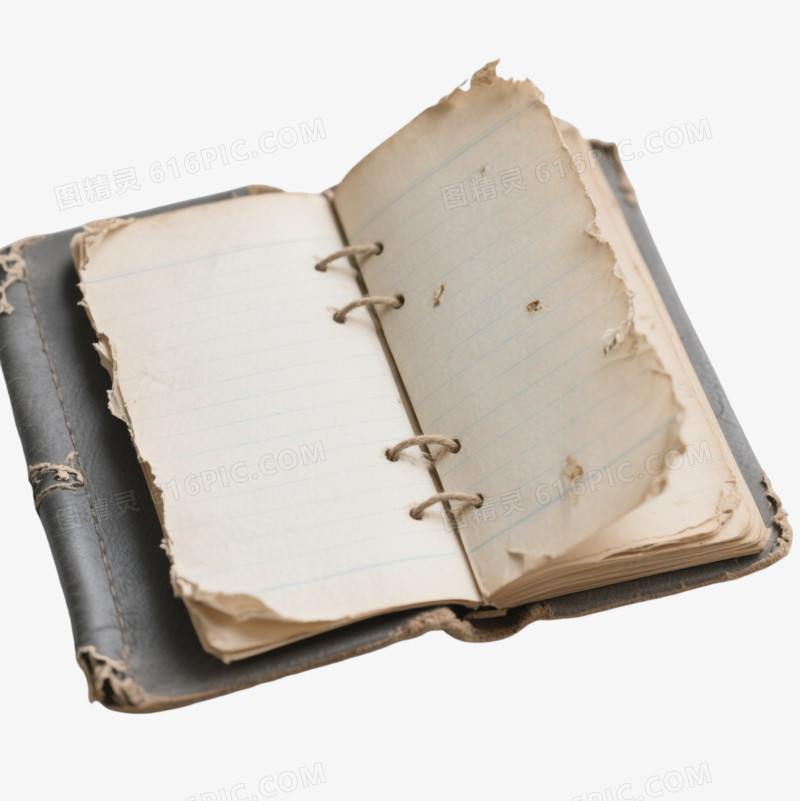 泛黄线装笔记本产品实物元素