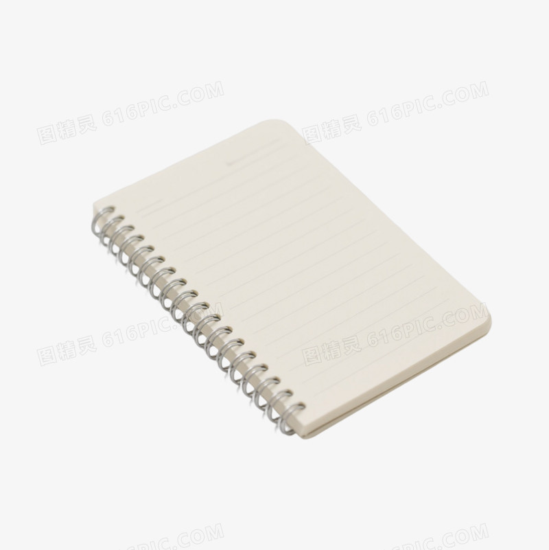 米白螺旋笔记本产品实物元素