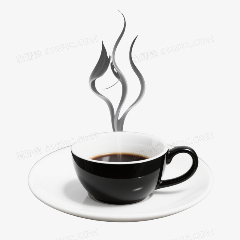 黑色简约咖啡杯产品实物元素