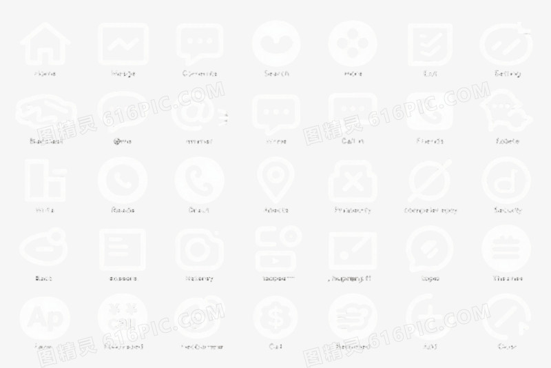 白色线性UI图标元素