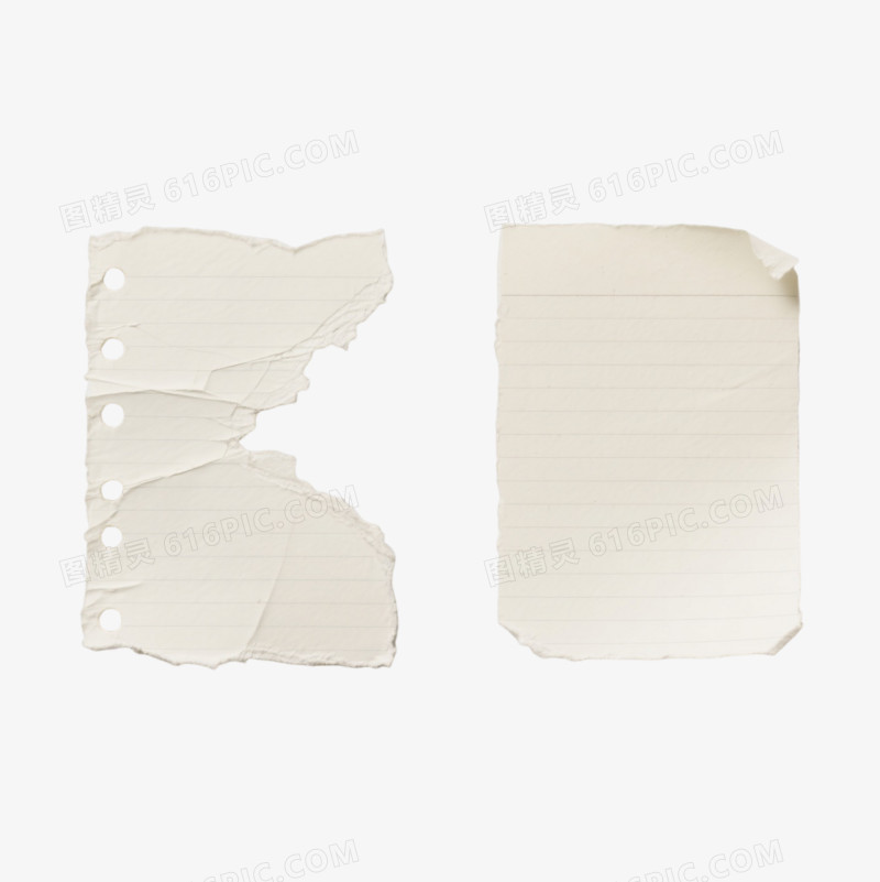 米白撕裂笔记本纸漂浮元素