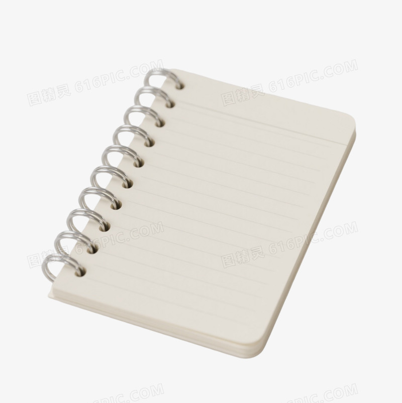 米白横线螺旋笔记本产品实物元素