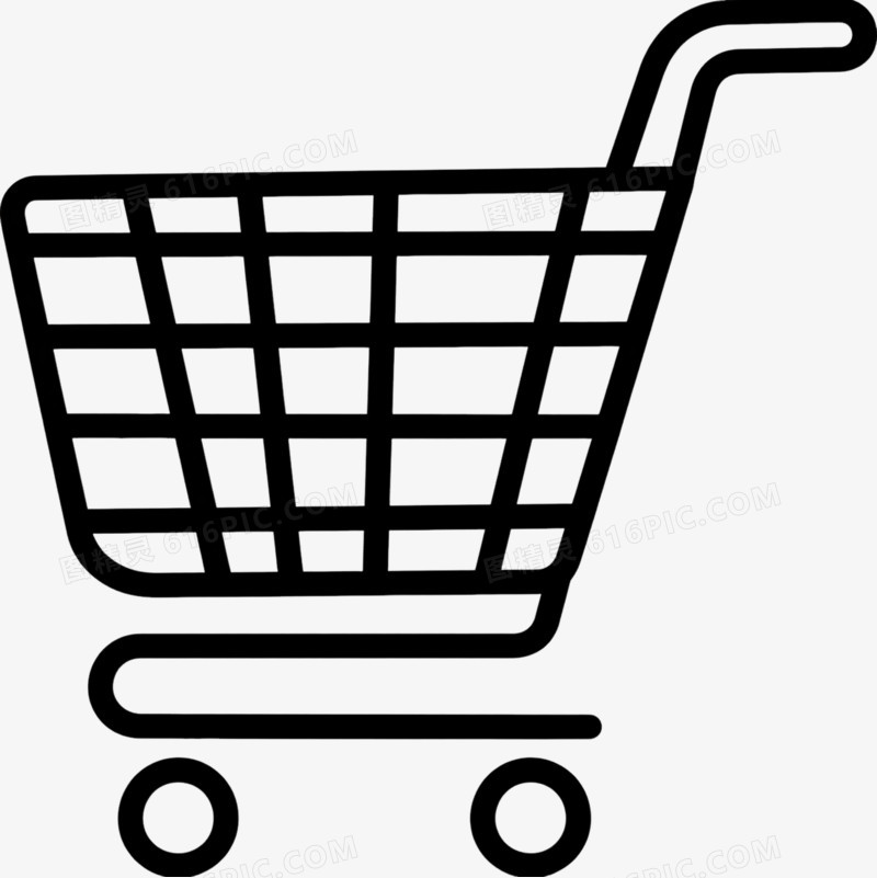 黑色简约购物车图标元素