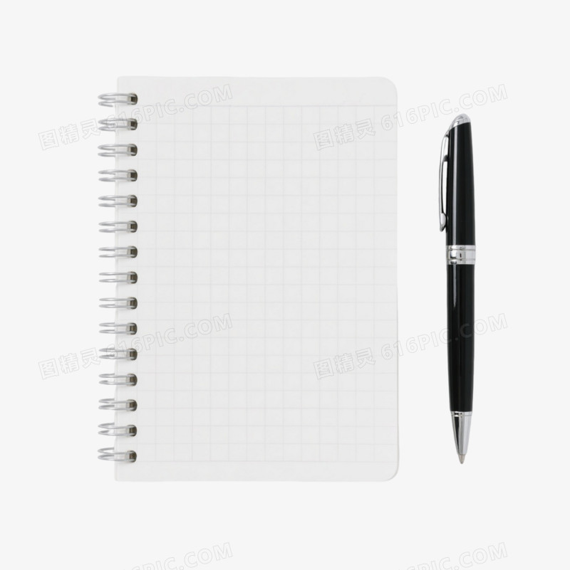 白色螺旋笔记本产品实物元素