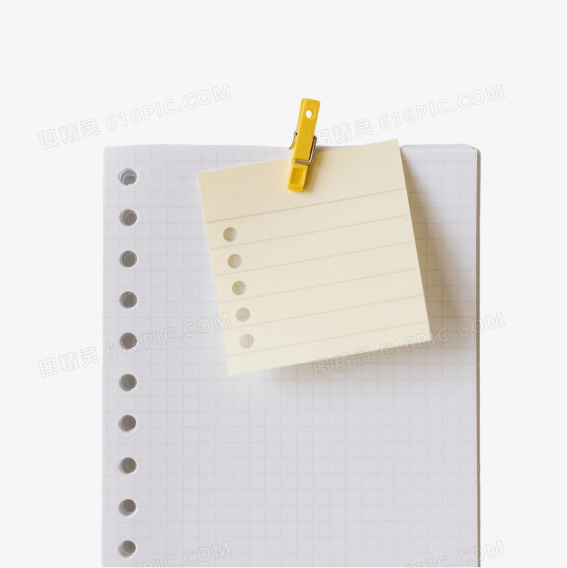 白色网格活页纸办公元素