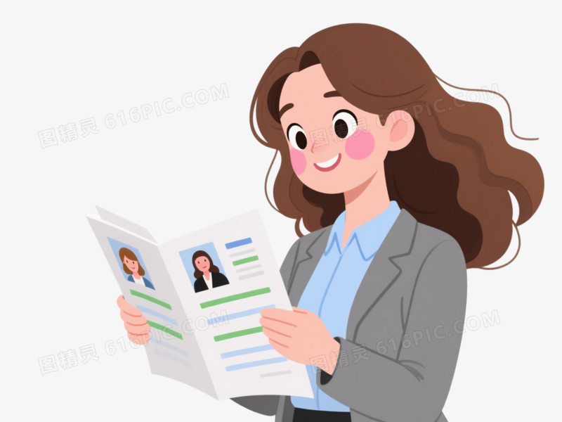 扁平插画职场女性漂浮元素