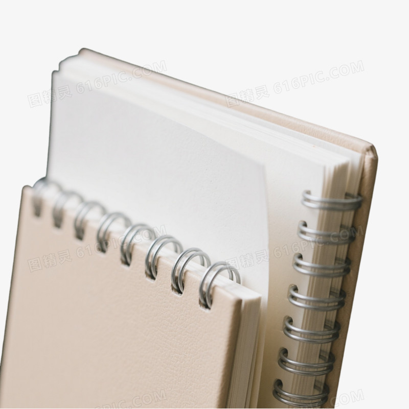 米色螺旋装订笔记本产品实物元素