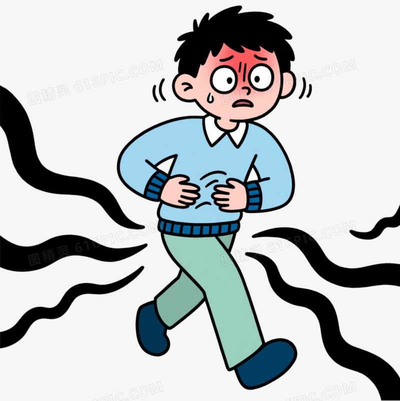 焦虑青年卡通手绘元素