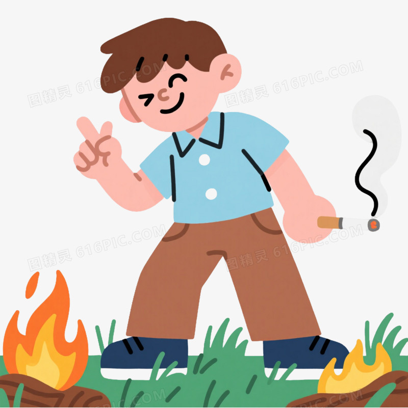 狡黠男孩扁平插画元素