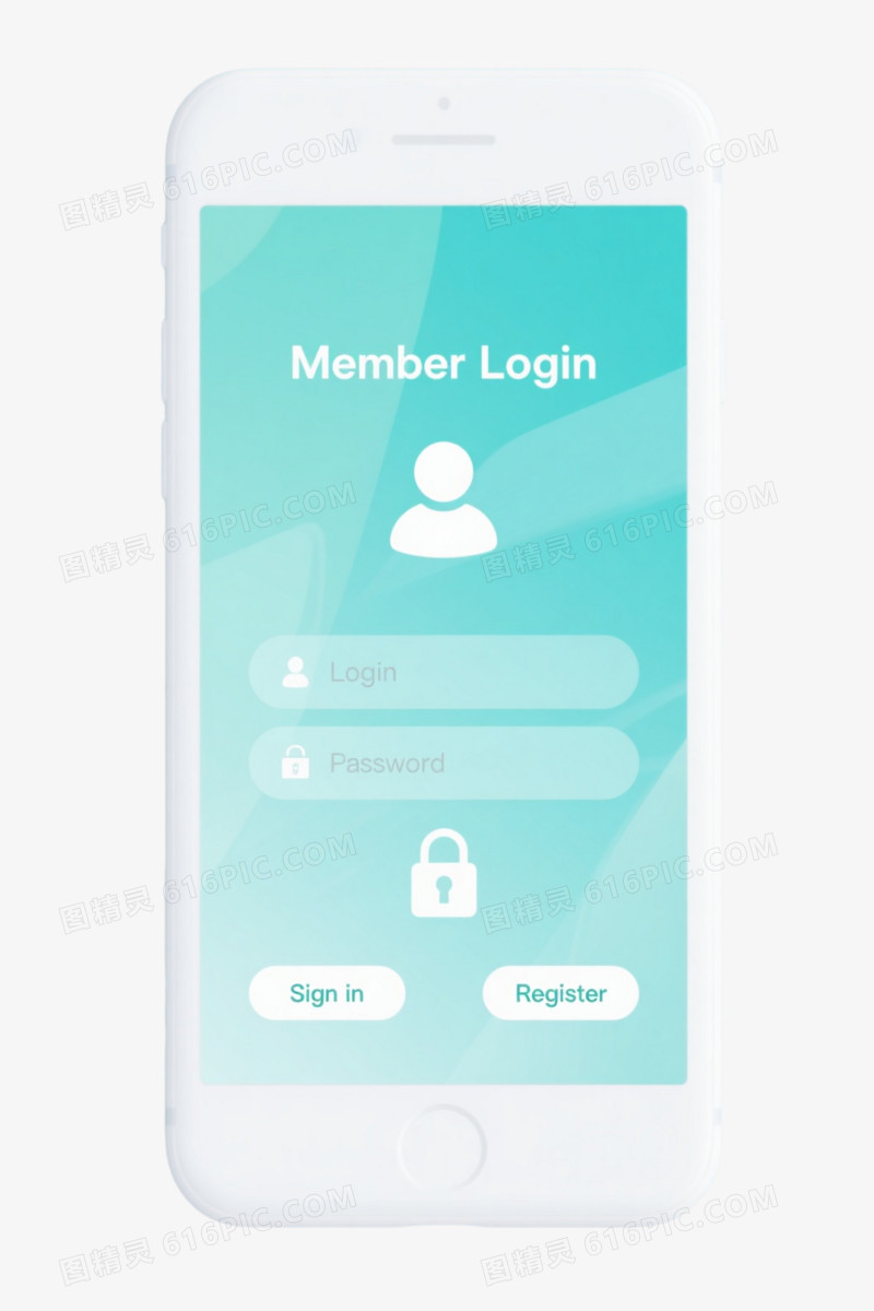白色手机登录界面玻璃质感UI元素