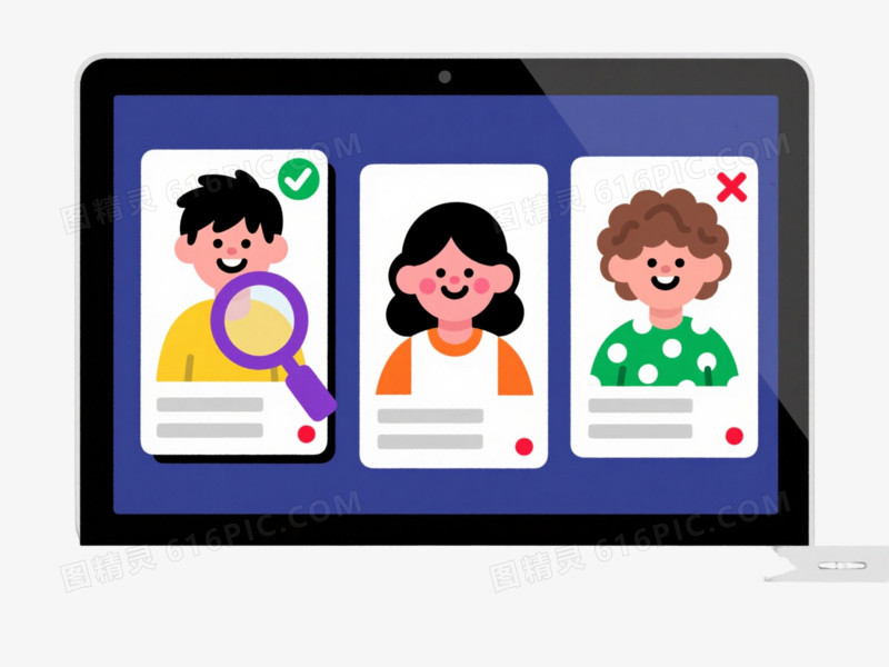 证件照风格人物卡片扁平插画元素