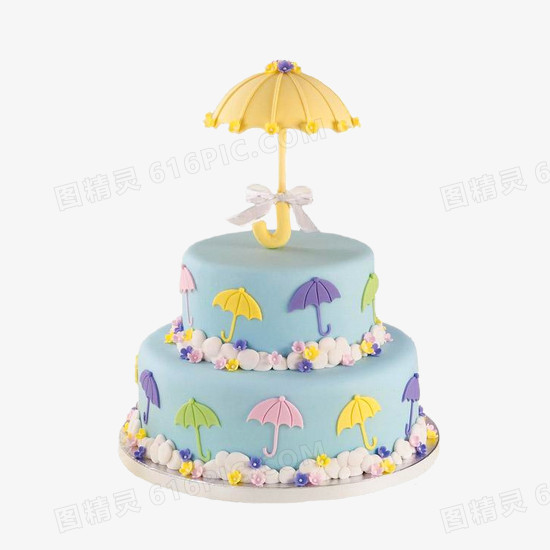 雨伞装饰的蛋糕