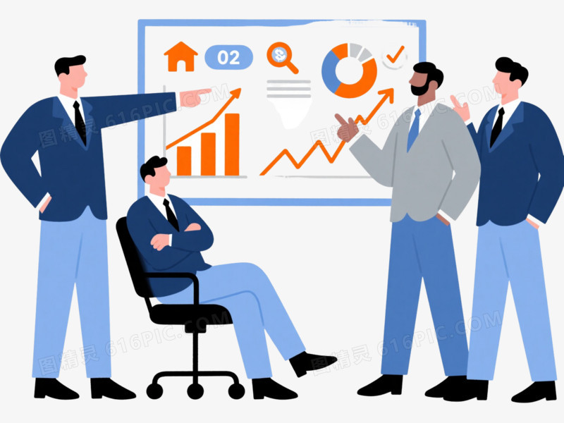 蓝灰商务人士PPT元素