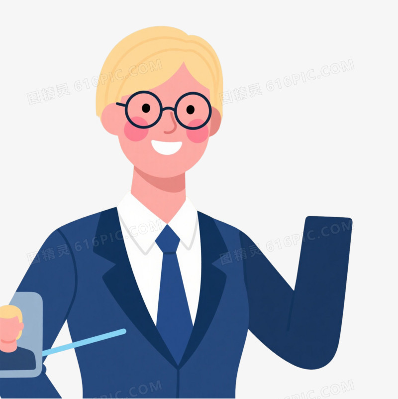 金发女性简历扁平插画元素