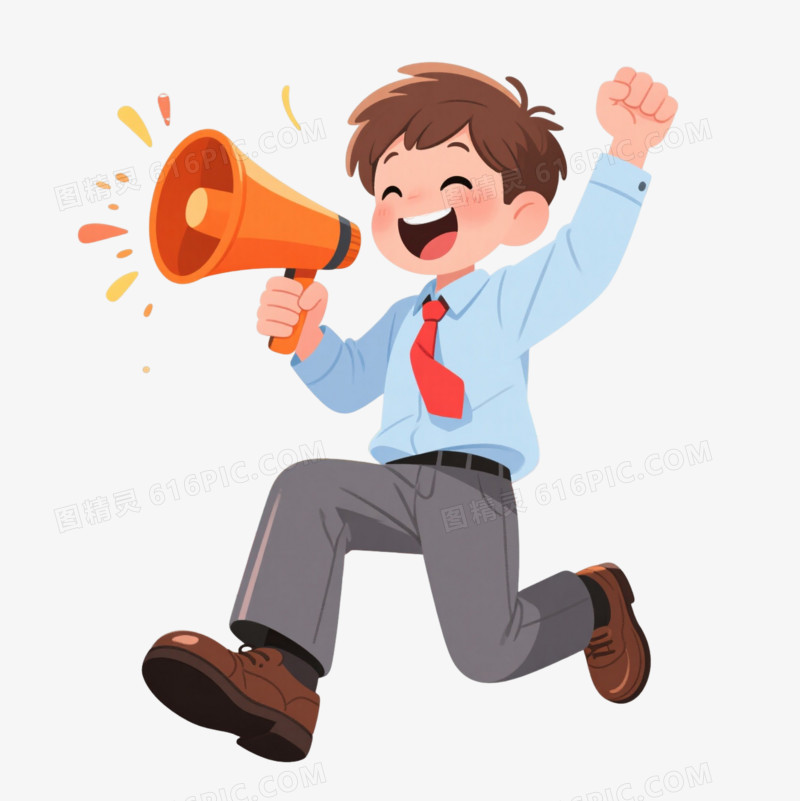 开心男孩扁平插画元素