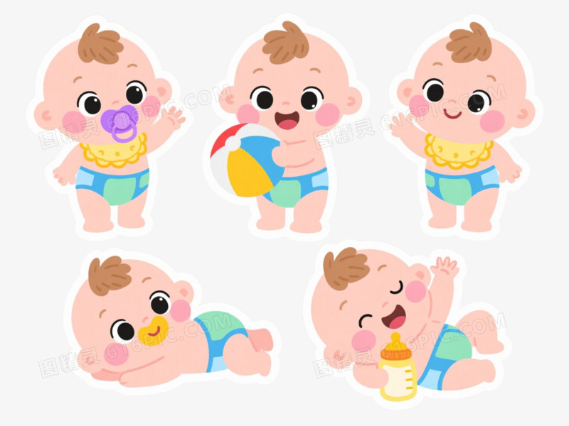 六婴儿卡通手绘元素
