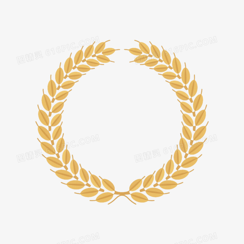 金色麦穗环形花环装饰图案