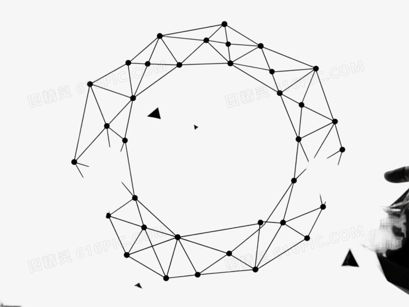 黑线低多边形环形漂浮元素