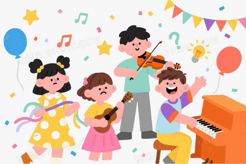 快乐儿童扁平插画节日元素