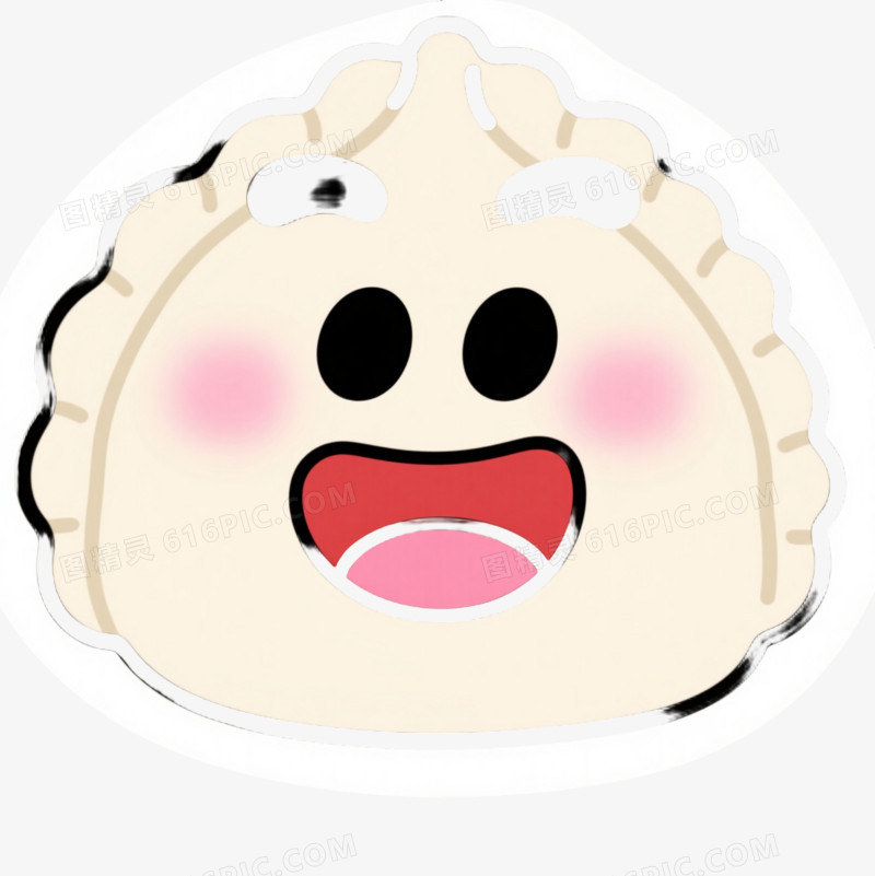 米白饺子卡通手绘元素