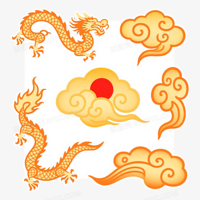 暖黄祥云橙边装饰图案