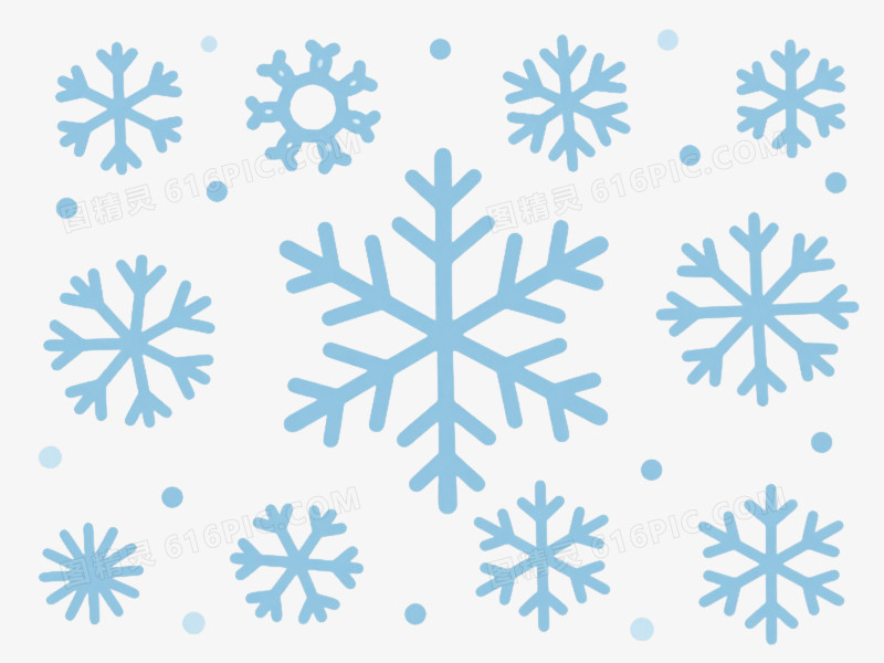 浅蓝雪花简约扁平插画元素