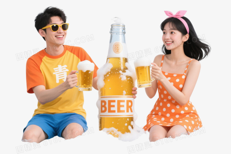 橙色系海滩畅饮漂浮元素