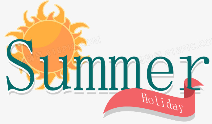 创意夏日假期艺术字矢量图